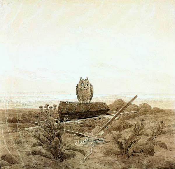 Caspar David Friedrich Landscape with Grave, Coffin and Owl oil painting picture